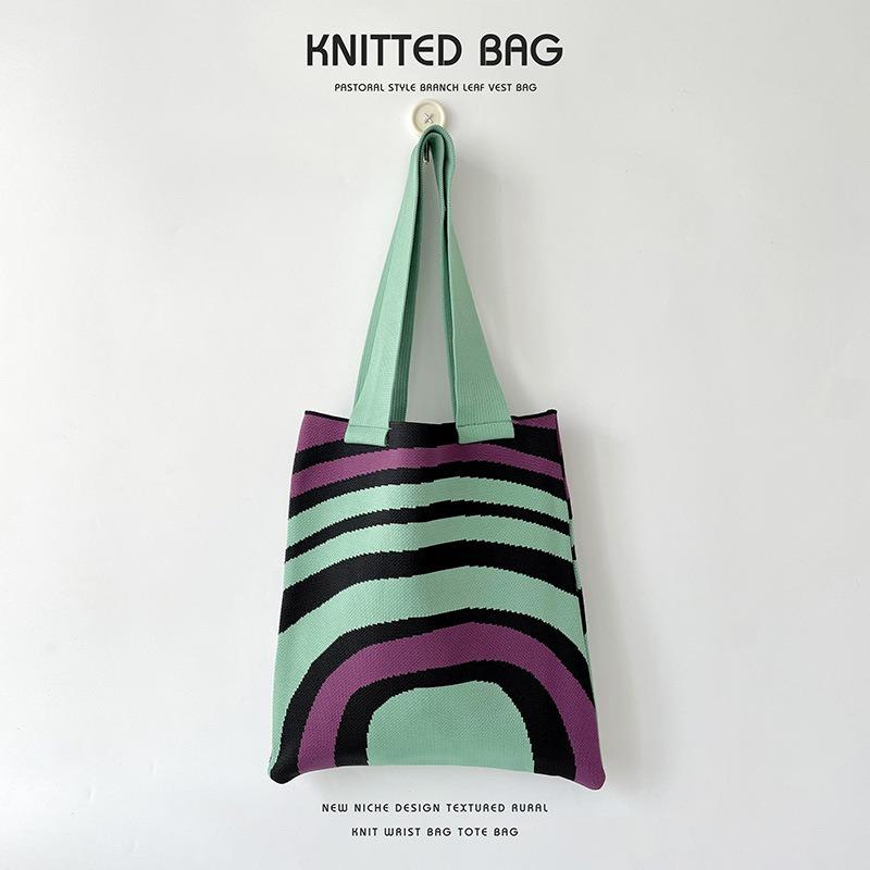 Вязаная сумка через плечо, большая вместительная сумка для покупок, женская сумка-тоут