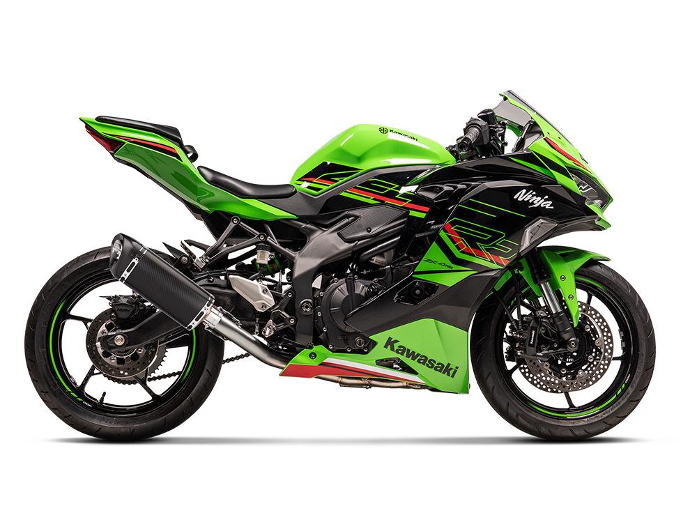 Полная выхлопная система из нержавеющей стали ZX4R/ZX4RR: Передняя, средняя и задняя секции - Неразрушающая, прямая установка