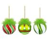 2.4 Inch Christmas Ball Ornaments with Fuzzy Green Hair Glittering Hanging Furry Elf Ball Decoration Red Green Plastic Ball Ornament