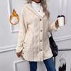 Autumn and Winter Women's Warm and Fashionable Diamond Shaped Plush Hooded Cardigan Jacket