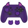 PlayVital Cute Demon Silicone Grip Cover for Nintendo Switch Pro Controller Joystick Cap and Sticker Seal Included [Purple]