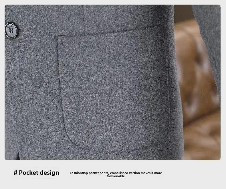 2024 Men's Woolen Stand Collar Coat - Autumn/Winter Business Casual Trend