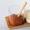 3pcs Set Glass Seasoning Jars with Bamboo Lid Spoon and Storage Tray Salt Sugar Spices Food Storage Container Kitchen Oraganizer