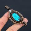 Blue Turquoise, Moonstone Gemstone Pure Copper Wire Wrapped Designer Handmade Pendant Jewelry For Gift