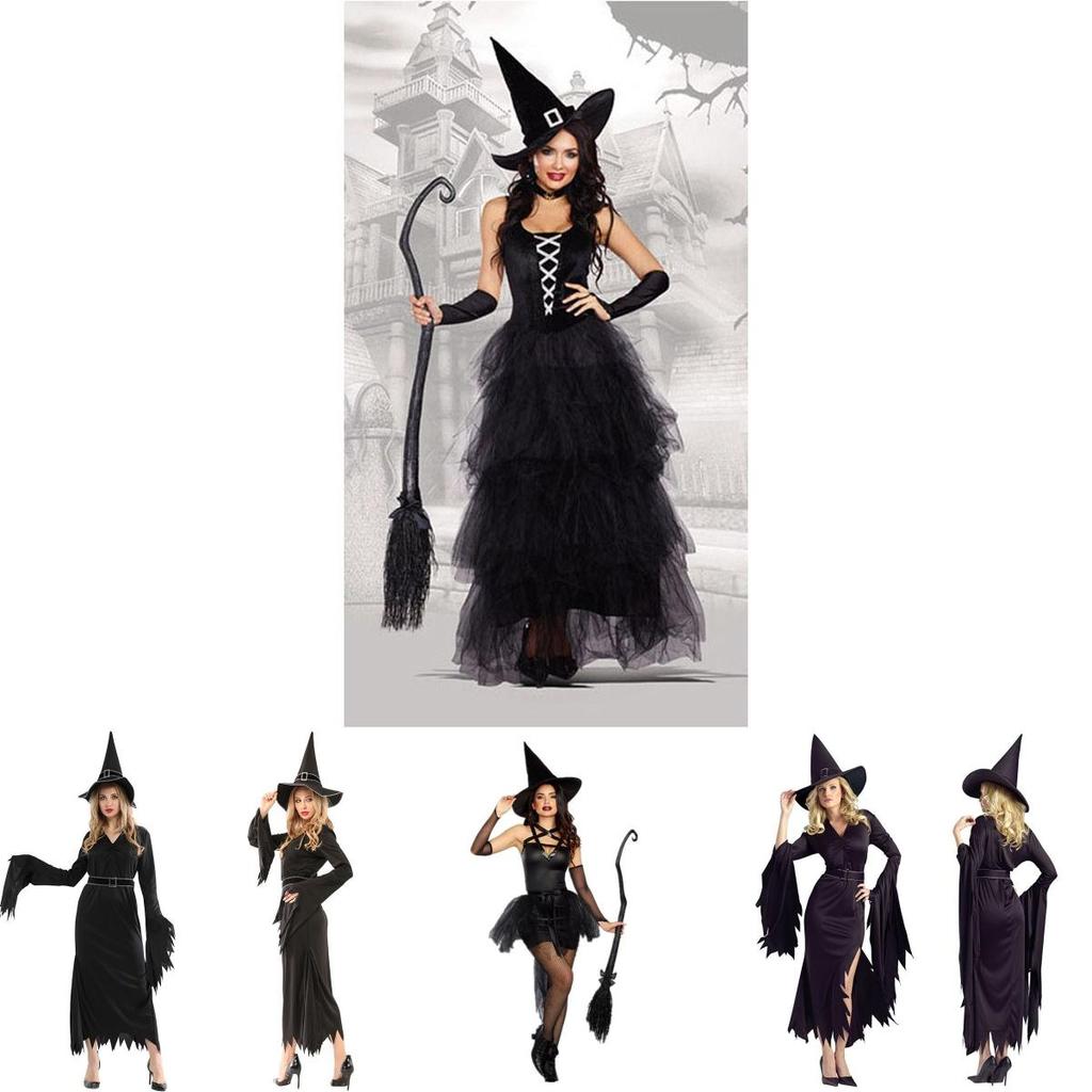 Завораживающее платье ведьмы без рукавов с элегантными аксессуарами для празднования Хэллоуина