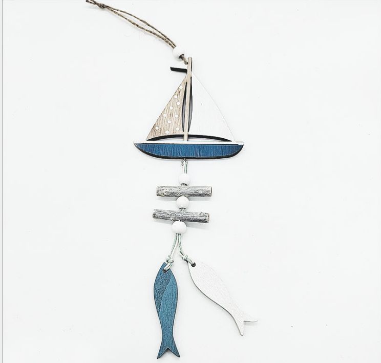 1 Gift Small fish Home Decoration Ocean style Decorative Hanging Ornaments Wooden pendant Crafts