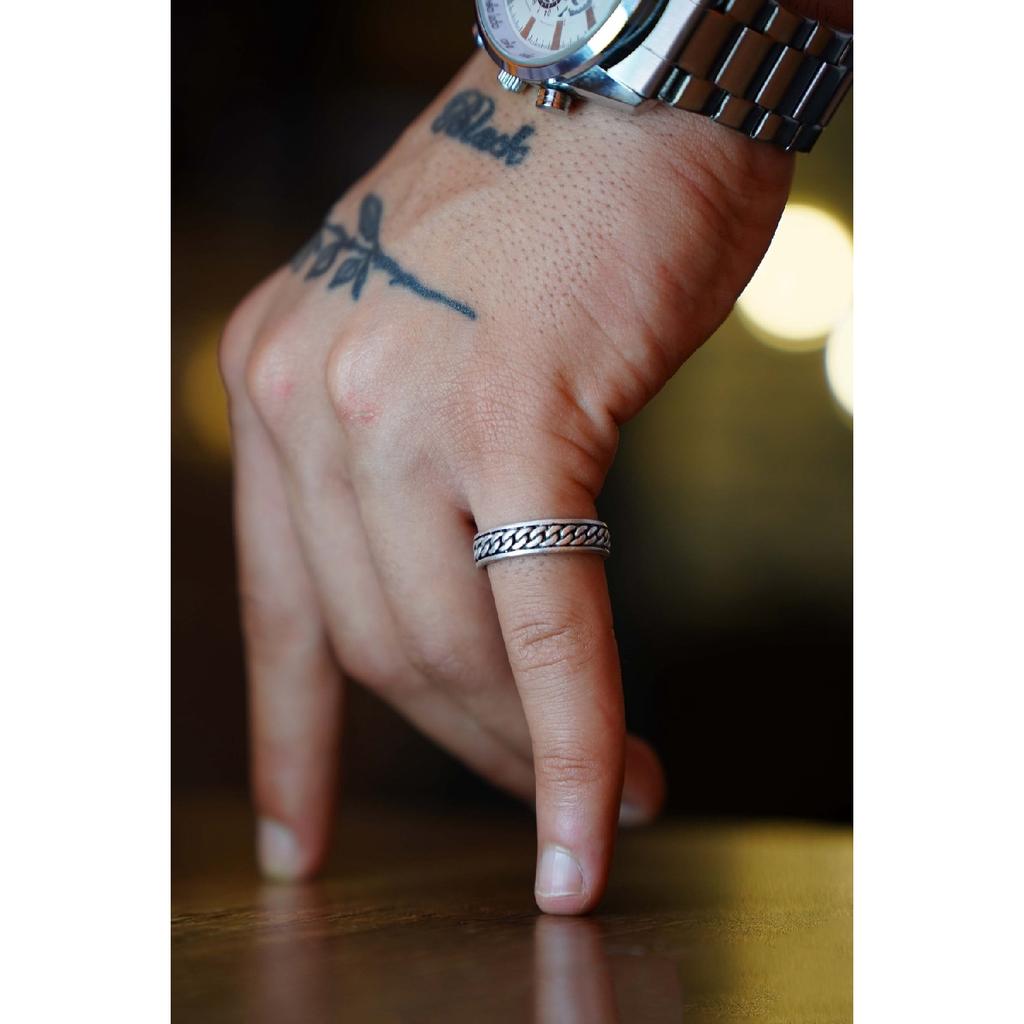 Цепочка обручальное кольцо Модель унисекс Регулируемое посеребренное кольцо