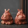 1 шт. Творческий Пурпурный Глиняный Чайный Питомец Ручная Работа Статуэтка Бегемота Украшения Настольные Поделки Аксессуары для Украшения Китайского Чайного Набора
