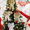 Christmas Tree Glitter Ornaments Craft Gold Silver Bowknot Hanging Decorations Christmas Bows