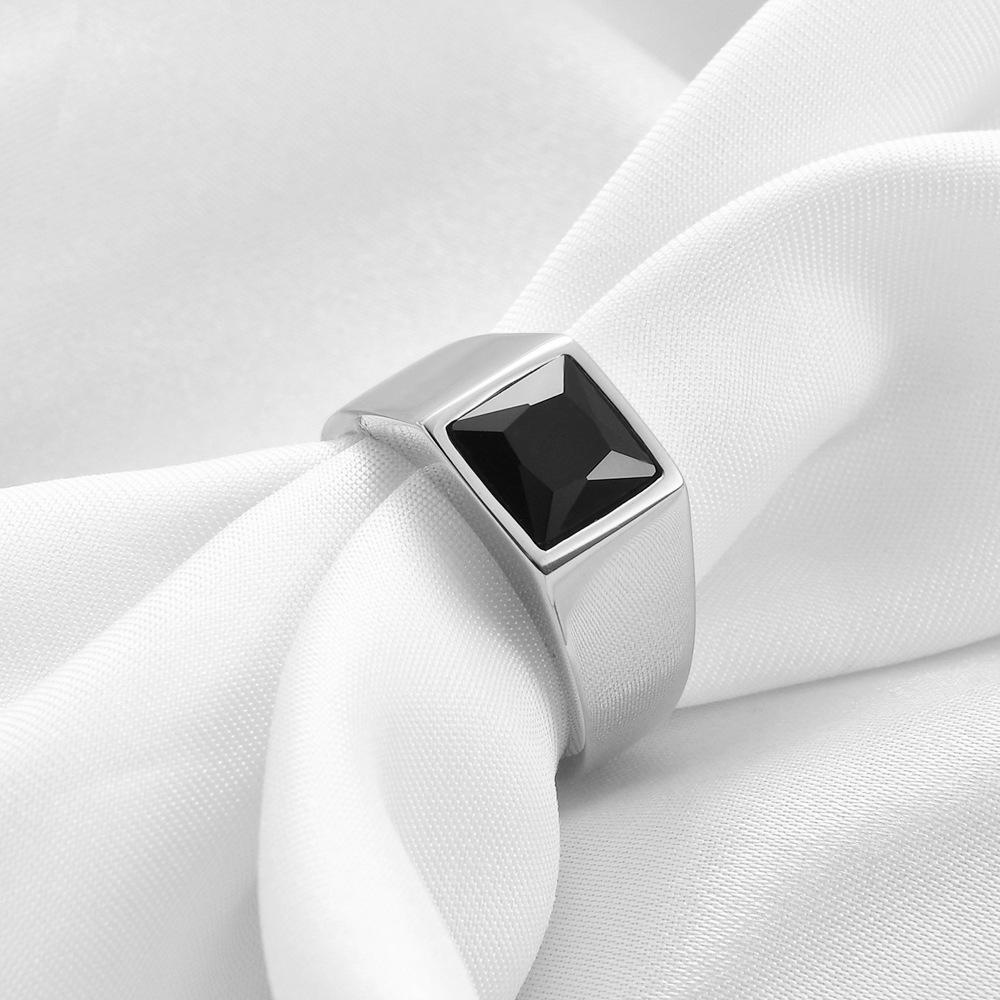 Кольцо из нержавеющей стали 11 мм с квадратным цирконом, винтажное, унисекс, многоцветное, модные аксессуары