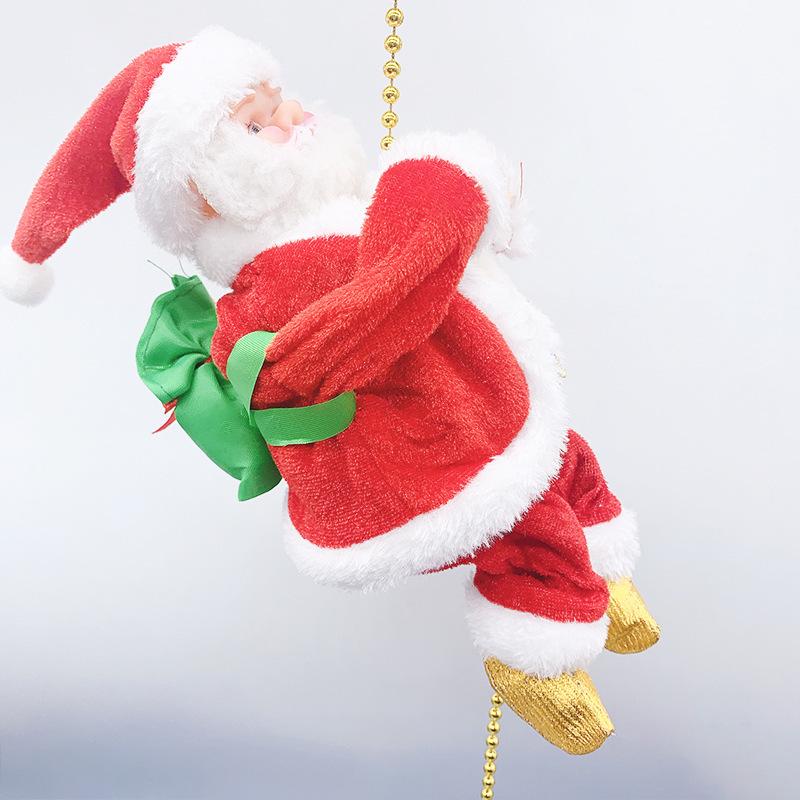 Santa Claus Climbing Chimney Electric Toy with Beads and Shaking Boot, Single/Double Ladder.