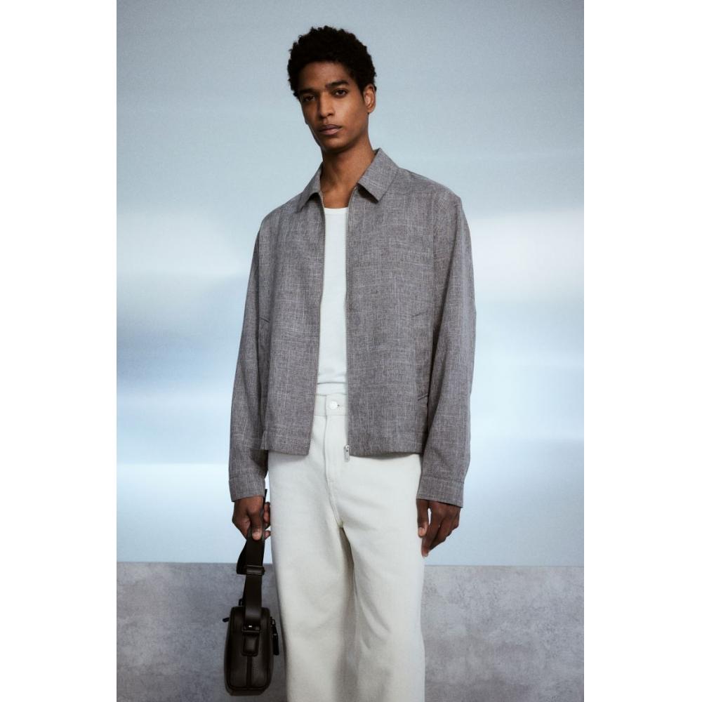 Куртка HM Regular Fit Twill темно-серого меланжевого цвета