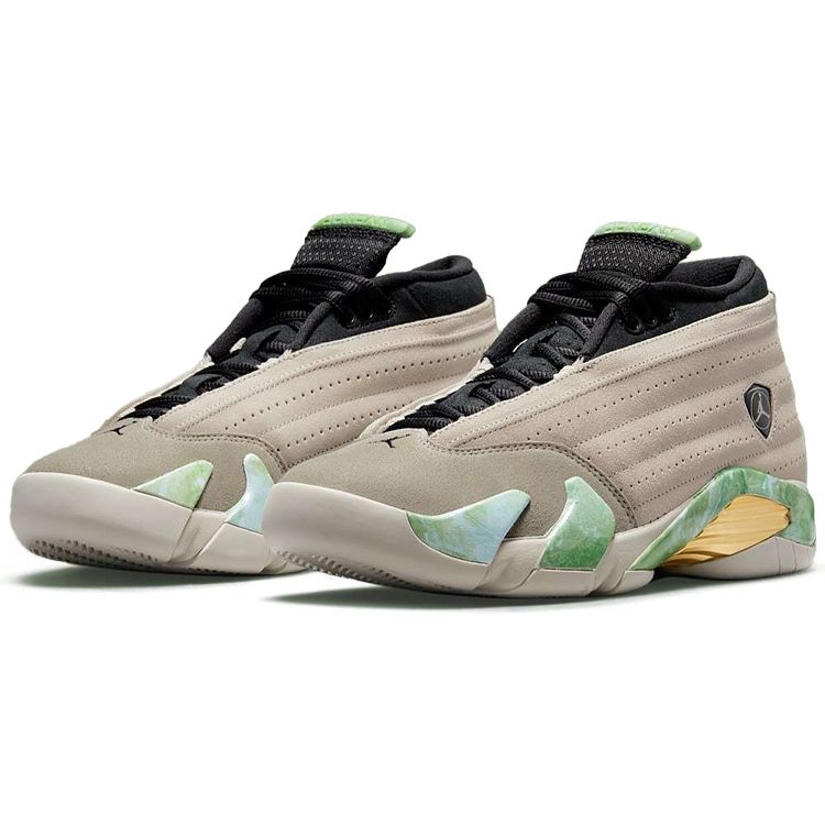 Aleali May X  Air Jordan 14 Retro Low SP Fortune Women Sneakers Tan Light-Sand White DJ1034-200