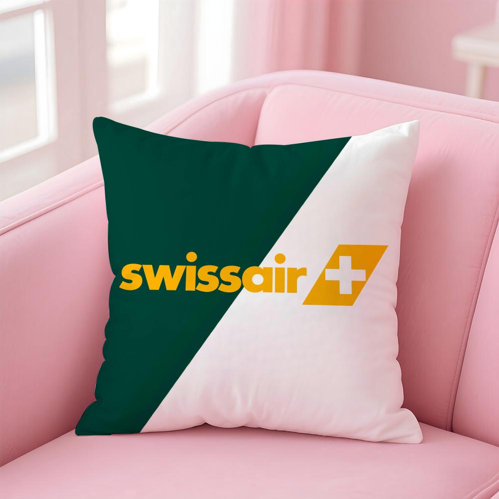 Classic Swiss AirlineBrand SSwissair Cushion Cover Pillow Case Soft Skin Friendly Fabric Concealed Zipper