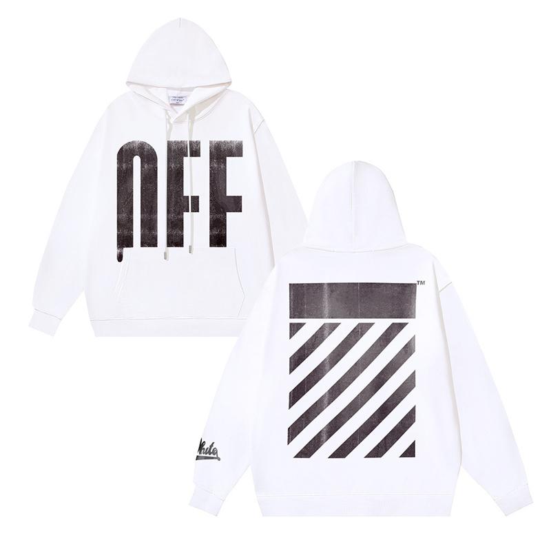 1288 Off-White 2025 Autumn/Winter New Large LOGO Slant Stripe Pattern Printed Hoodie Men's and Women's Hoodie