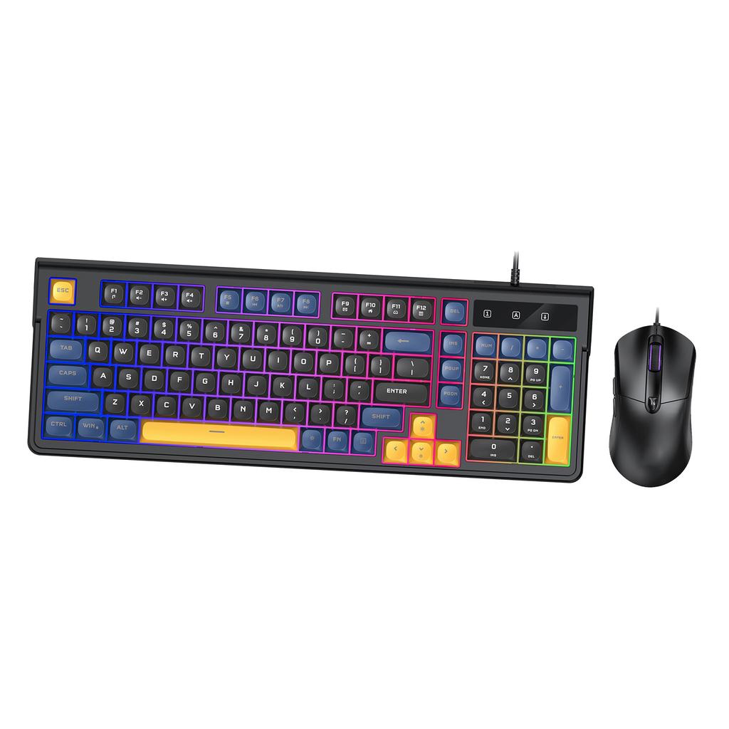 Игровой комплект: клавиатура и мышь с RGB-подсветкой, 19 клавиш, защита от фантомных нажатий, компактная раскладка