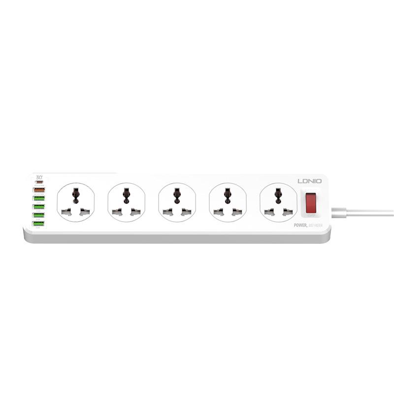 LDNIO SC10610 Multifunctional Power Strip with 10 Outlets PD+QC3.0 Fast Charging Ports for Mobile Phones and Tablets