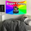Яркий гобелен с изображением Biggie Cheese, добавляющий яркие краски и оригинальность в современную минималистичную комнату