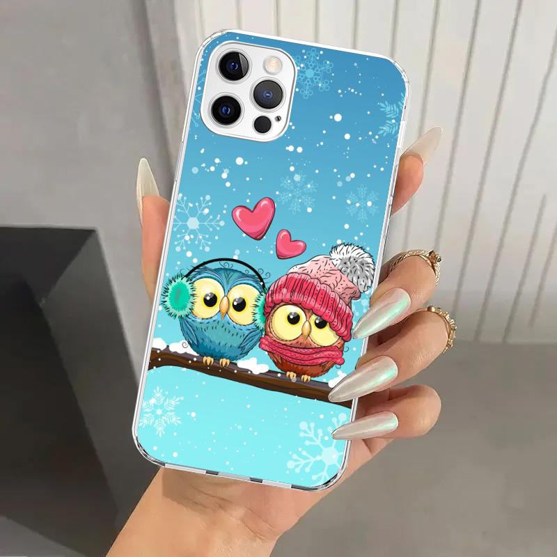 Мультяшная Милая Сова LoveLy Чехол для Телефона для Iphone 17 Air 16 15 Plus 14 13 Mini 12 11 Pro Max 16E 7 8 SE 2020 Мягкий Funda Печатный Корпус