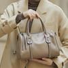 Genuine Leather Boston Pillow Handbag - 2025 Spring/Autumn Fashion, One-Shoulder Ladies Commuter Bag