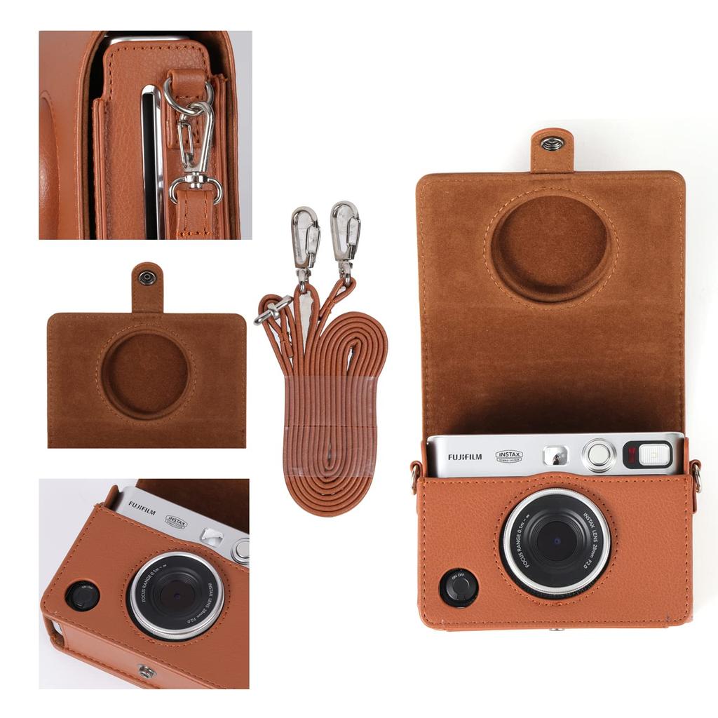 Instax Mini Evo Case for Fujifilm Instax Protective Full Scratch Shoulder Strap PU Easy to Easy to Magnetic Snap Included Film, Cover, Protection,