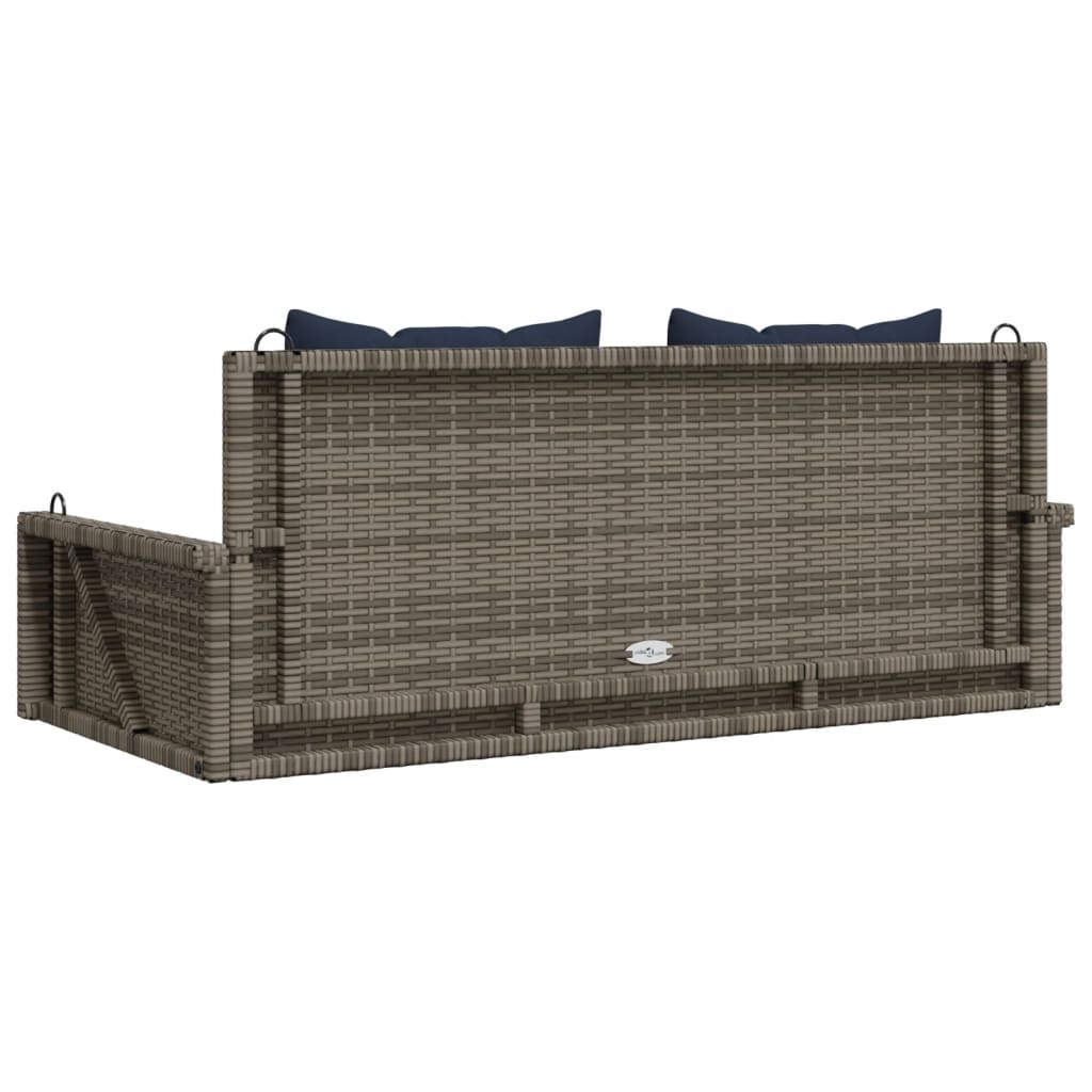 Swing Bench with Cushions Gray 119x56x48 cm Poly Rattan
