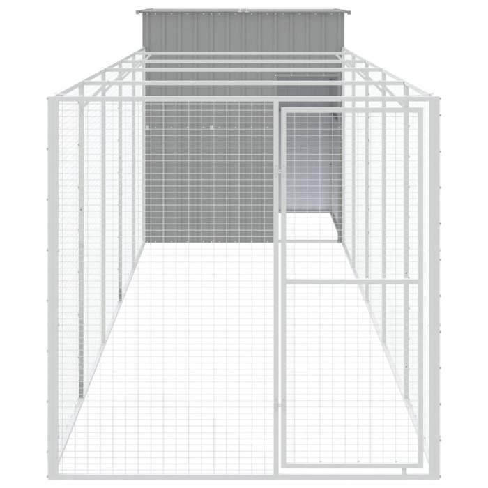 VidaXL Dog Niche with Courtyard Light Grey 165x659x181 Cm, Dog Cage, Dog Shelter, Pet House, Cages 3189105