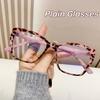 Women Luxury Brand Square Cat Eye Large Frame Glasses Vintage Anti Blue Light Optical Pink Leopard Glasses Personality Eyewear