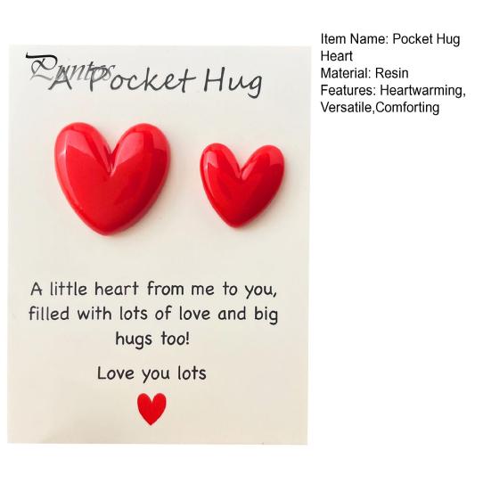 Pocket Hug Heart with Greeting Cards Long Distance Relationship Gift for Mom Wife Little Heart Pocket Hug Token for Valentine's Day Christmas