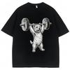 Funny Westie Overhead Press Workout Graphic T Shirt Unisex Unisex Cute Kawaii Gym Tshirts Oversized Cotton Casual T Shirts Gifts