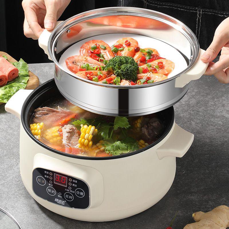 Электрическая кухонная машина, одно-/двухслойная кастрюля, бытовая рисоварка для 1-2 человек, многофункциональная сковорода с антипригарным покрытием для дома