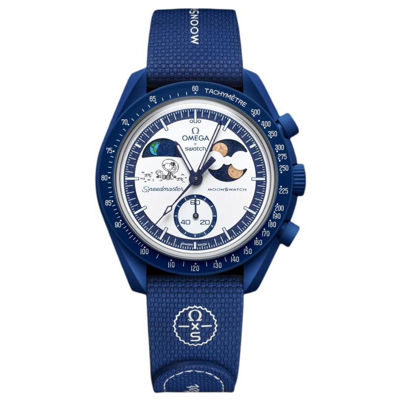 Swatch Omega MOONSWATCH SNOOPY Коллаборация Кварцевый Механизм Мужские Часы Часы 42мм Белый Циферблат SO33N701L