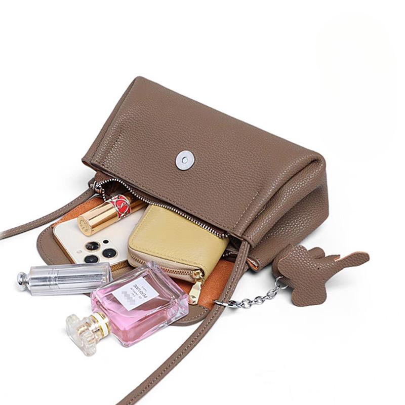 First Layer Cowhide Small Square Bag Genuine Leather Shoulder Bag Small Bag with Foreign Texture Soft Leather Crossbody Bag