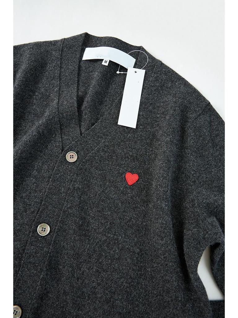 Unisex V-Neck Heart Kawakubo Wool Cardigan Sweater
