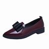 ShoesBox Bowknot 2020 Summer Chunky Low Heels Ladies Shiny PU Shoes