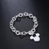 S925 Silver Mickey Mouse Pendant Bracelet 8 Inches 20cm Women Girls Valentine Wedding Jewelry Gift