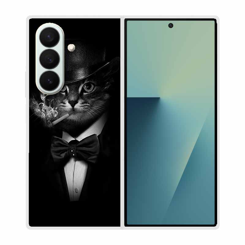 Чехол для SAMSUNG Fold 7 5G Чехлы Животное Мрамор Прозрачный Жесткий Телефон Funda для Galaxy Z Fold7 5G Задняя крышка Zfold7 Прозрачный корпус