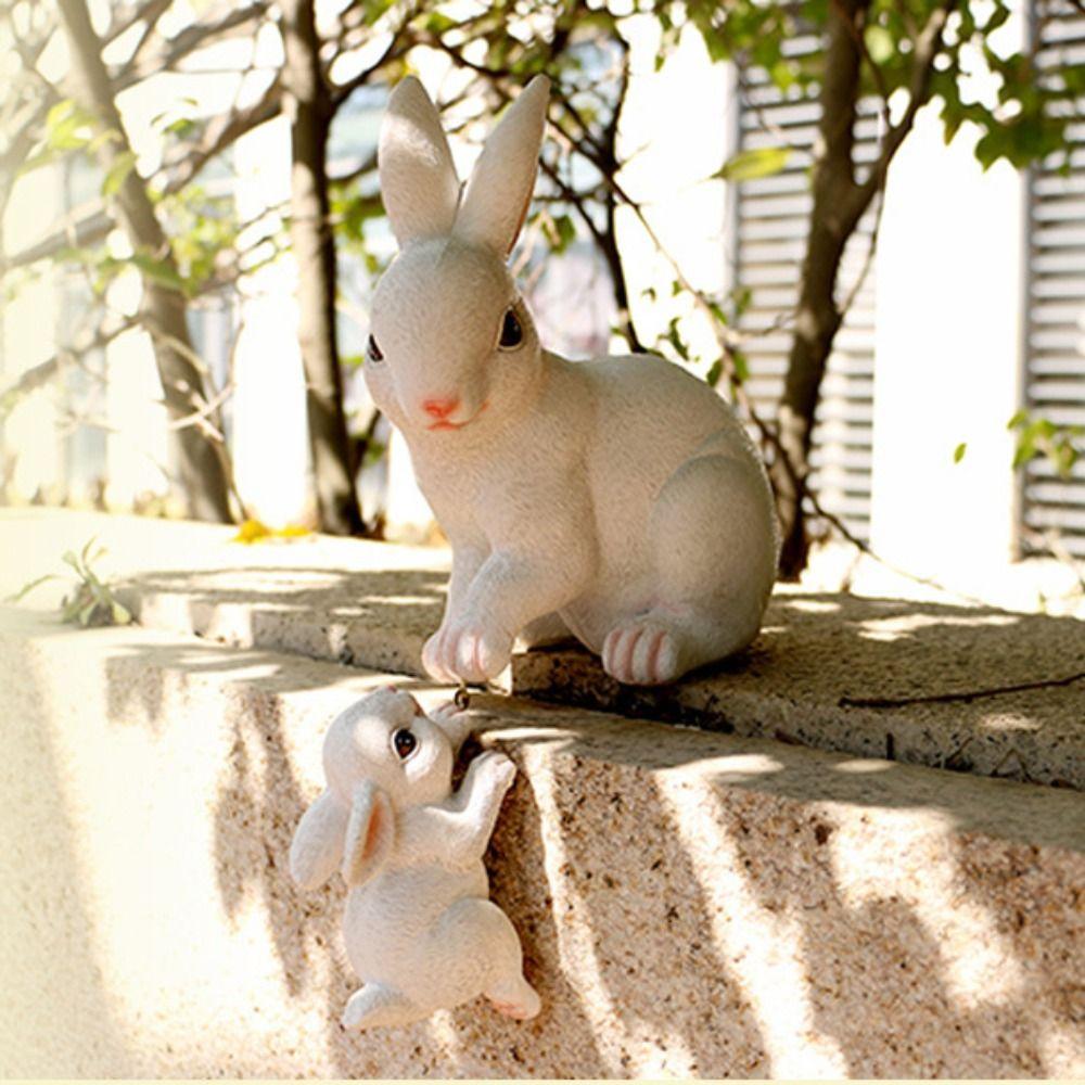 Lovely Garden Statues Resin Animal Figurine Micro Landscape Rabbit Figurine Ornaments Garden