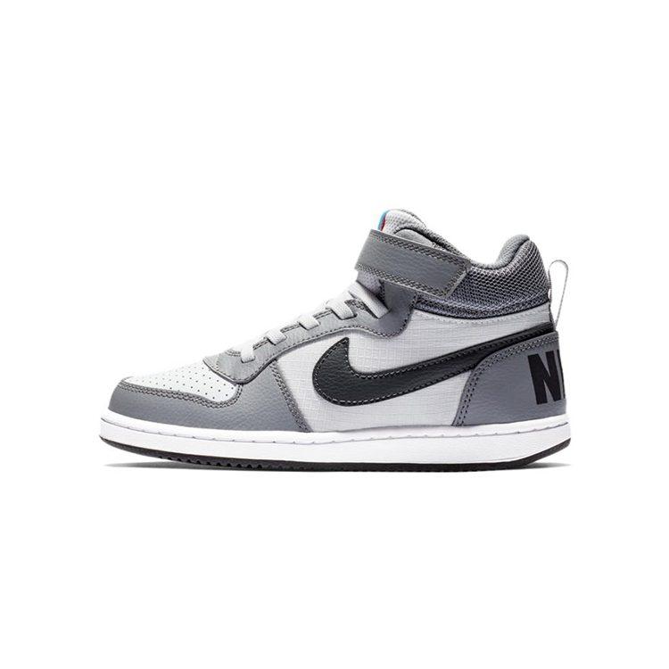 Nike Кроссовки для скейтборда Court Borough Mid, противоскользящие, износостойкие, средней высоты, серый, белый, черный, для детей 3-7 лет, 870026-009
