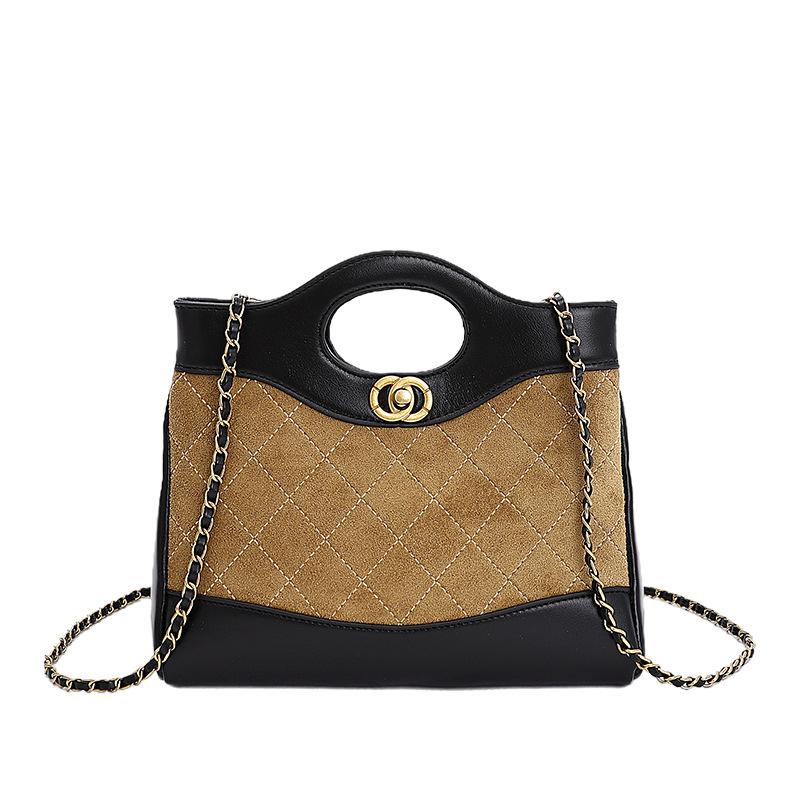 Bag Rhombus Portable Small Square Bag Women's 2025 Autumn and Winter New Trendy Contrast Shoulder Bag Chain Crossbody Bag