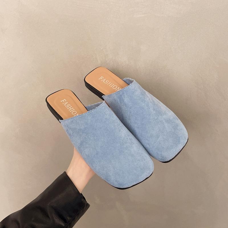 2025 Весна и Лето Новая Мода Простые Корейская Версия Баотоу Полушлепанцы Женская Обувь Ленивые Слипоны Плоские Мюли