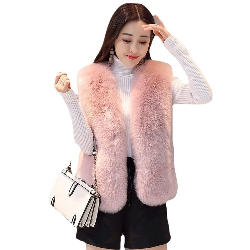 Жилет из искусственного меха Haining, осень и зима, новая корейская версия, женское пальто, короткий жилет, жилет из искусственного меха лисы выглядит тонким
