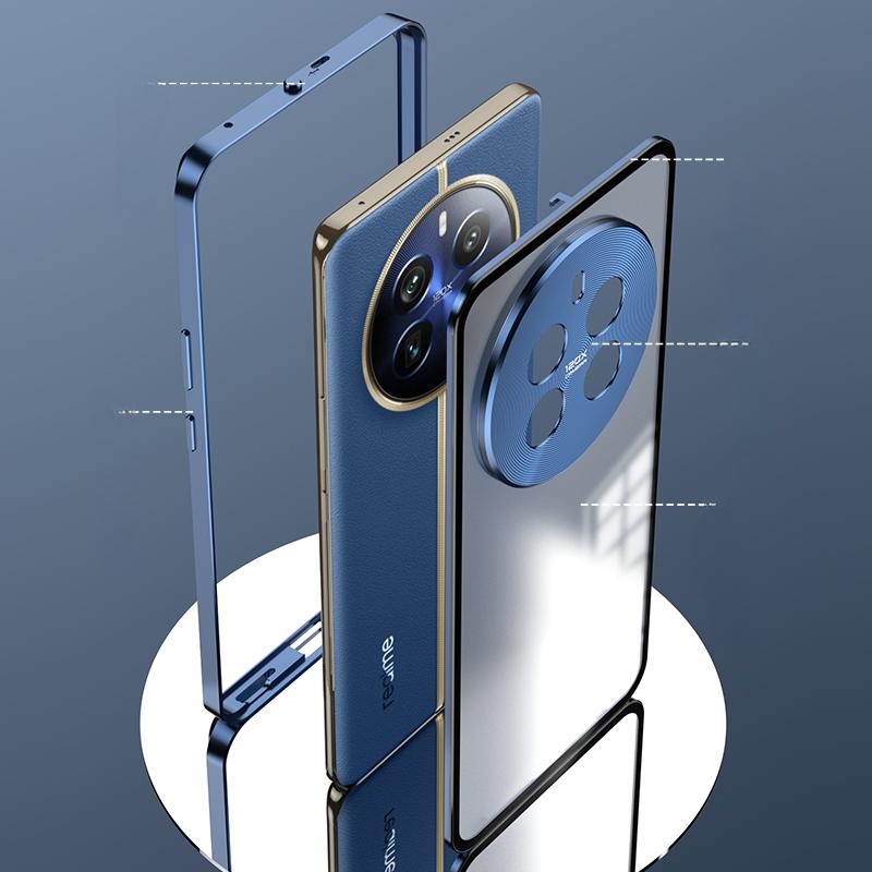 Для Realme 12 Pro Plus чехол с металлическим каркасом из алюминиевого сплава для Realme 12Pro + 5G матовый прозрачный бампер для телефона акриловая задняя крышка