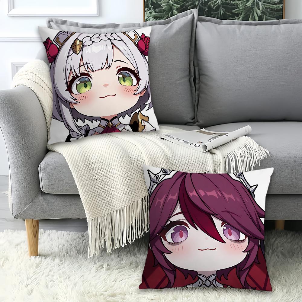 Cartoon cute Genshin Pillow Case Office Cushions Suitable For Sofa Car Bedroom Decorative Cushion Cover
