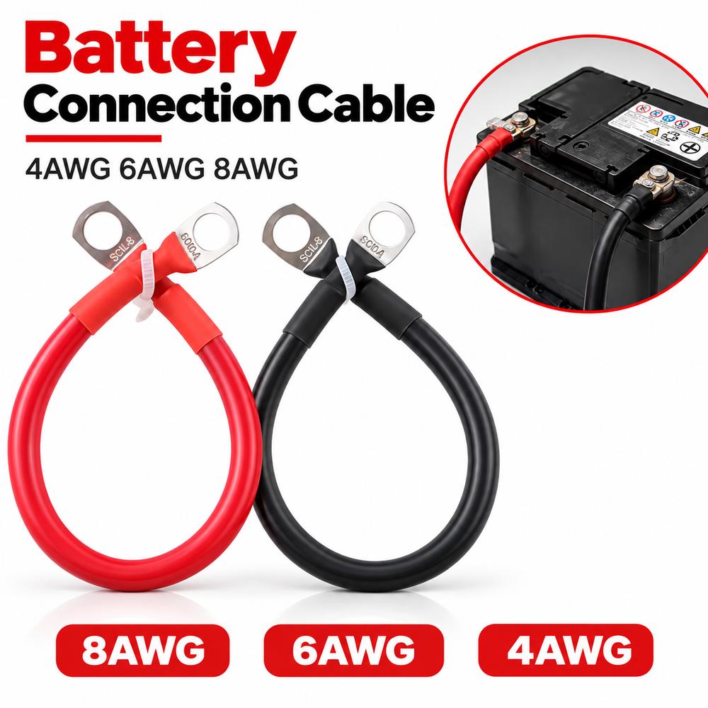 1Pcs 4AWG 6AWG 8AWG Battery Connection Wire Inverter Battery Cable for Car RV Inverter Solar