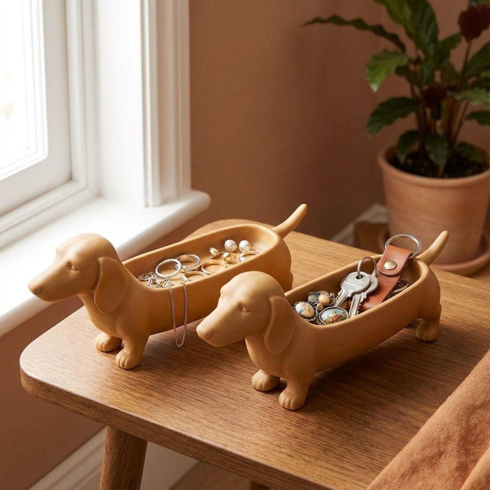 Plastic Dachshund Storage Tray Animal Catchall Tray for Entryway Sausage Dog Planter Home Craft