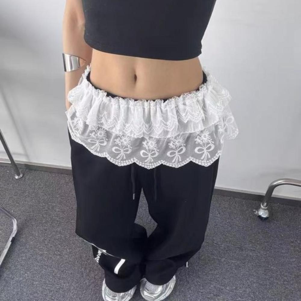 Y2K Джазовый танец Хип-шарф Удлинитель рубашки Кружевная марлевая юбка Пояс Рюши Край Поясная резинка Уличная одежда