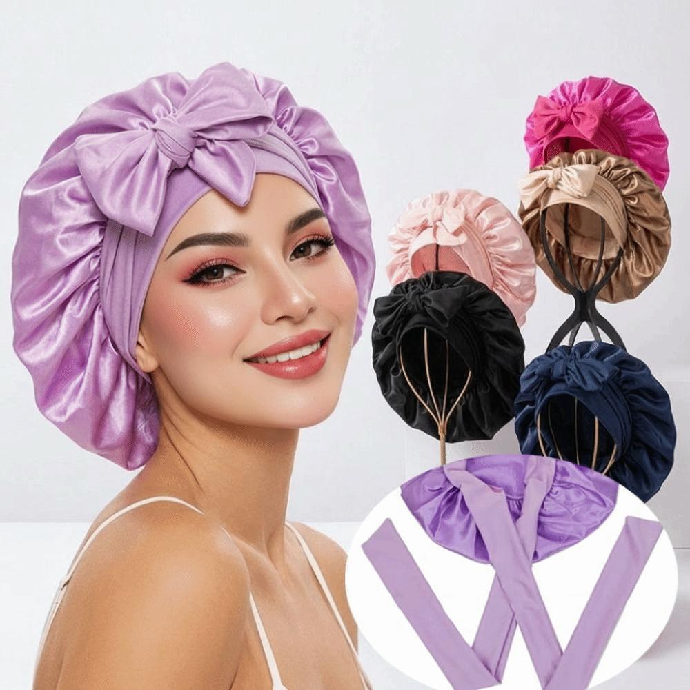 Solid Color Hair Care Cap Satin Material Satin Sleep Bonnet Protective Hair Bonnet For Women