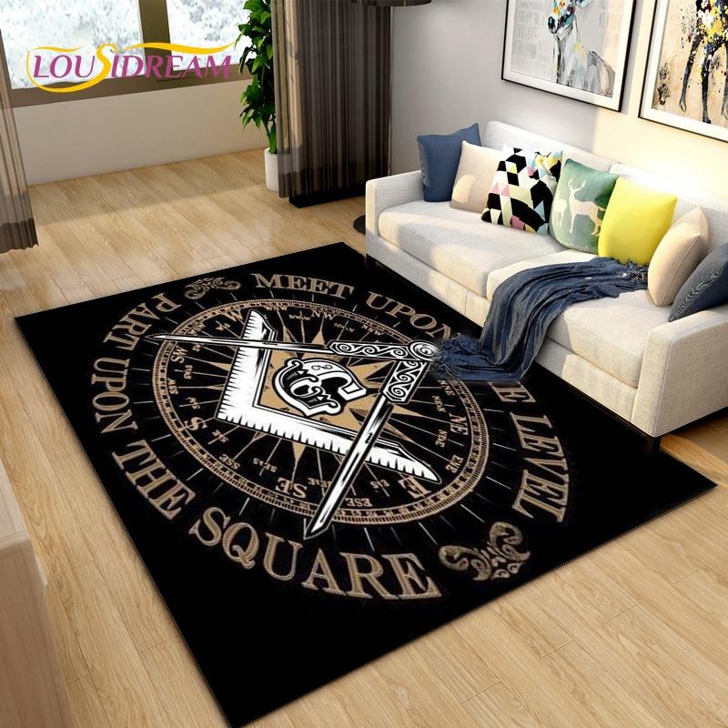 Masonic Carpet Freemason Illuminati Ring Area Rug Large,Carpet All Seeing Eye Rugs Carpets for Living Room,Fitness Pet Floor Mat
