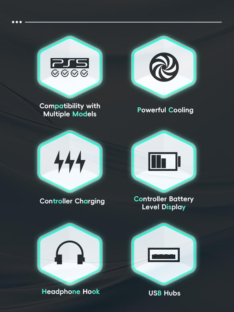 DATA FROG для PS5 Подставка Охлаждающая станция с RGB-подсветкой Вентиляторный концентратор Двойные контроллеры Зарядное устройство для PS5 Slim Аксессуары